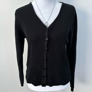 Black Ribbed V-Neck long sleeve